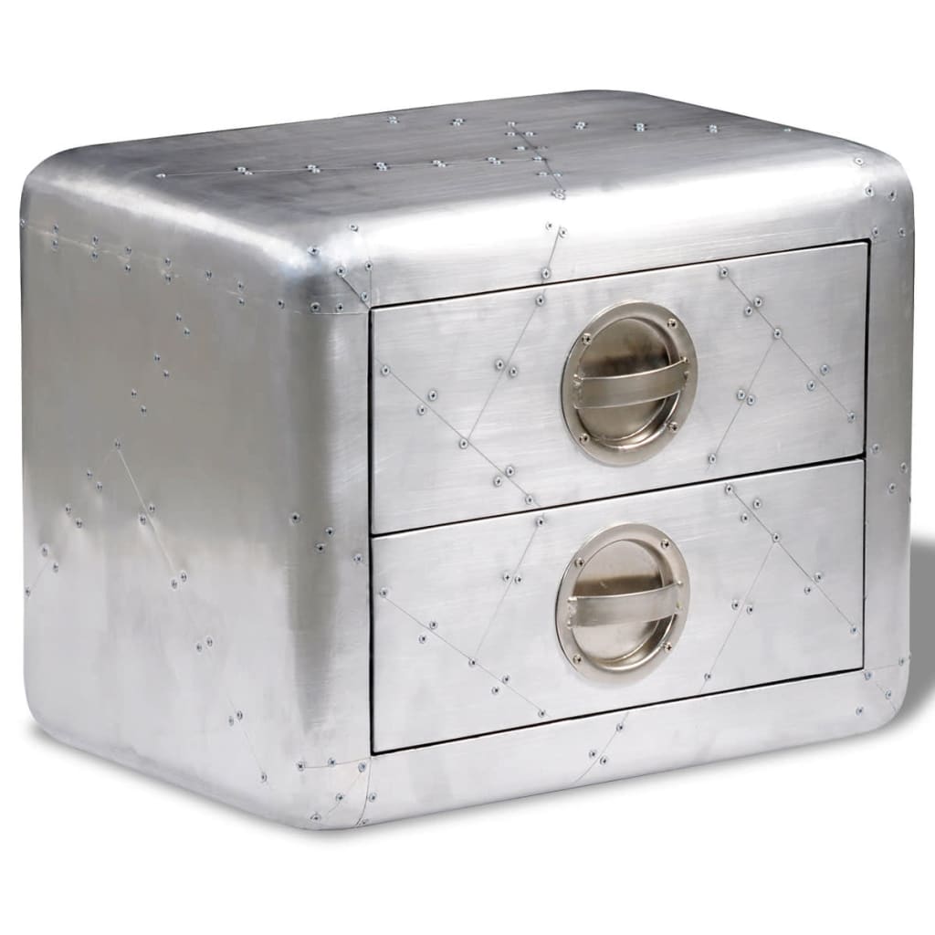 Vidaxl Mesa Auxiliar Estilo Aviador Vintage con 2 Cajones