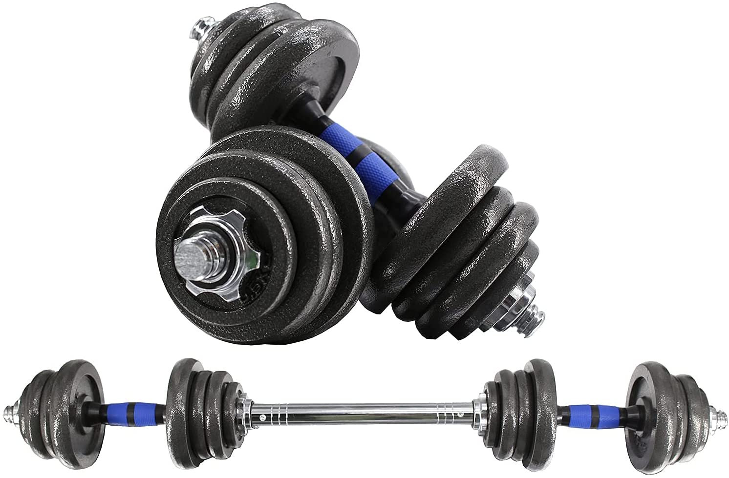 Ninabei set de mancuernas 20-30 KG ajustables,mancuernas con pesas y barra  de extensión, Barra Recta Ajustable,Dumbbell con Barras ConexióN 2en 1