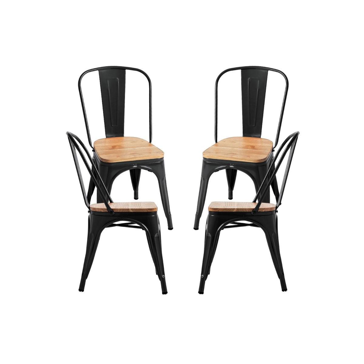 Regalos Miguel - Packs Sillas Comedor - Pack 4 Sillas Torix Madera Natural - Negro