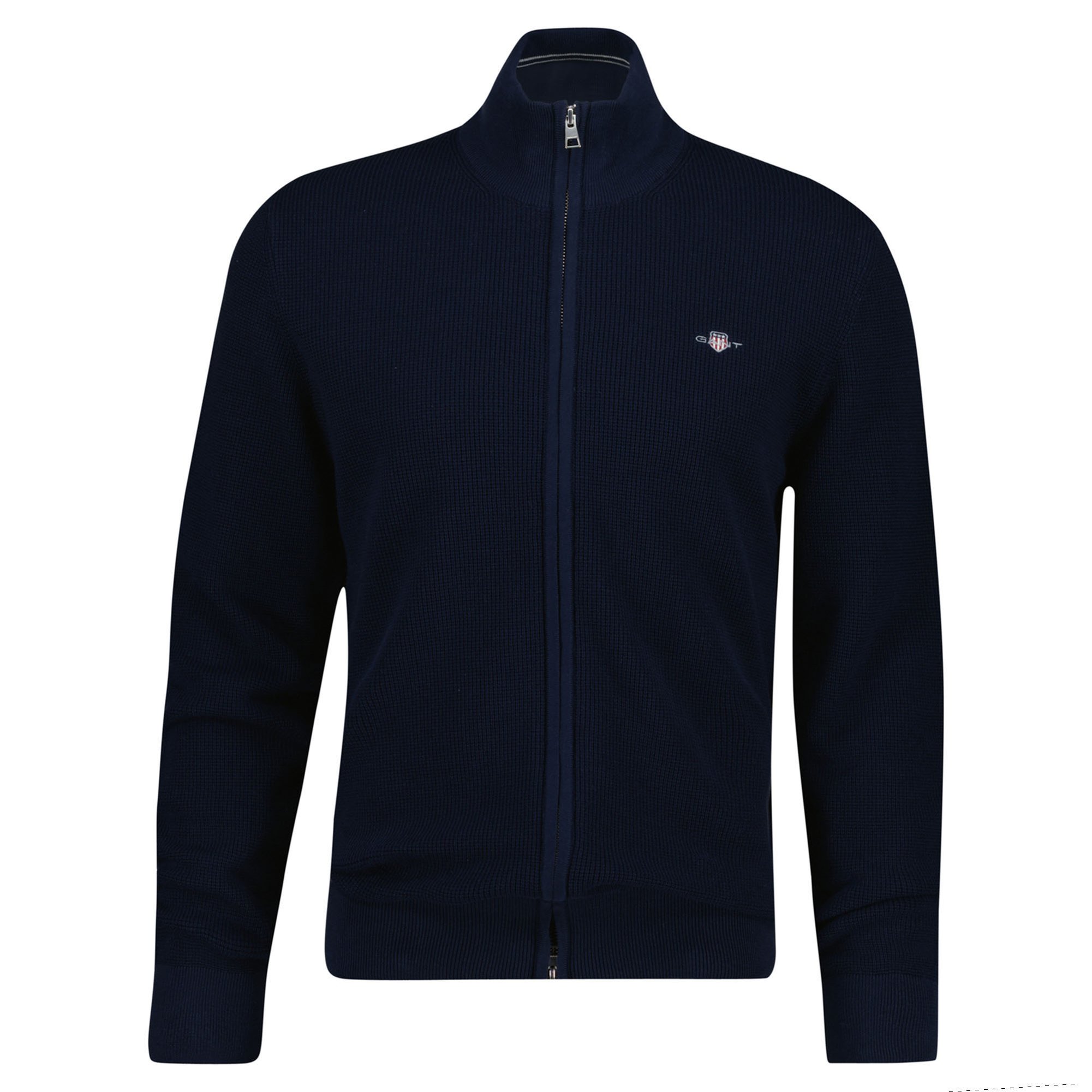 GANT Chaqueta de punto para hombre con cuello alto - Micro Textured Cotton Zip Cardigan, algodón MICRO TEXTURED COTTON ZIP CARDIGAN