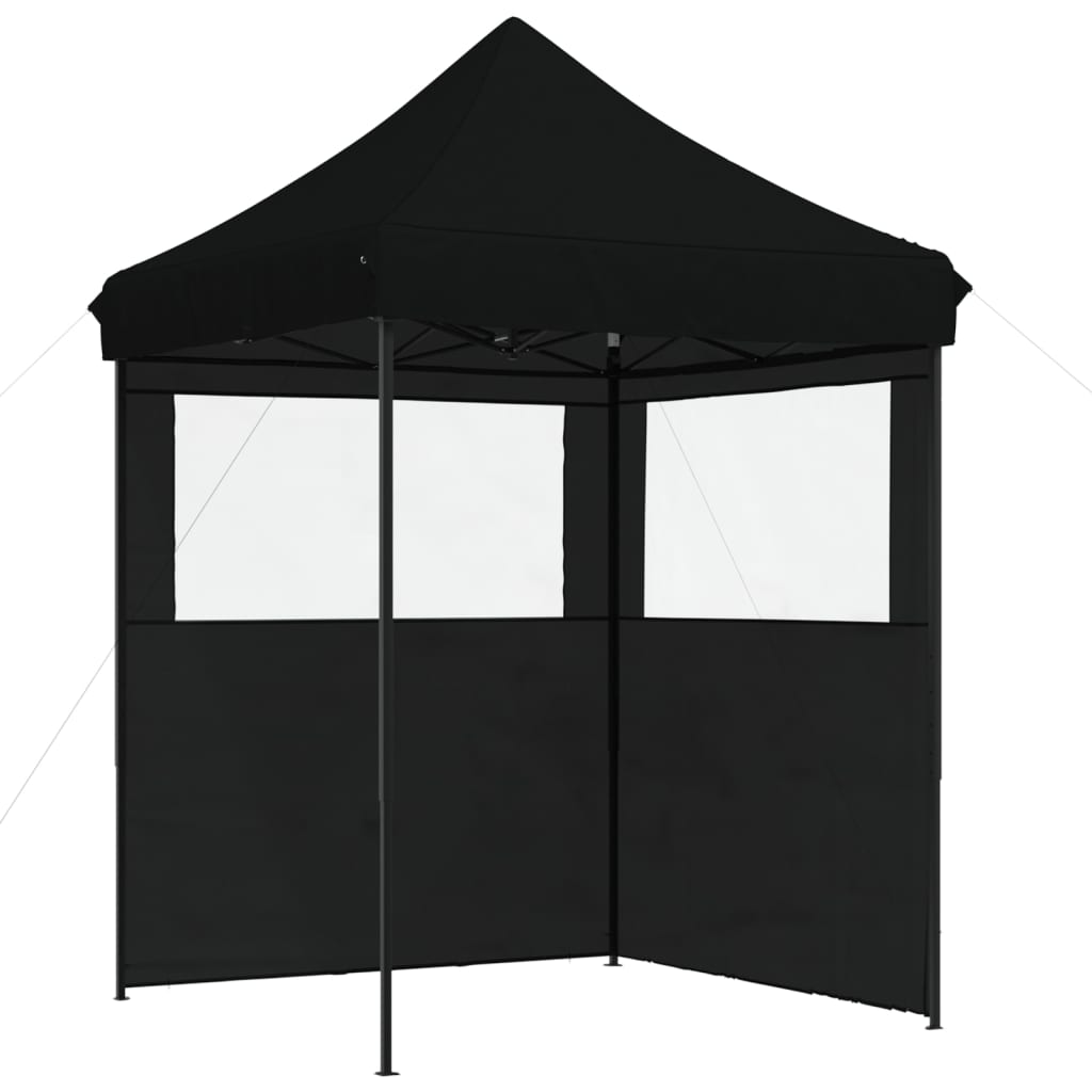 vidaXL Tienda de fiesta plegable Pop-Up con 2 paredes laterales negra