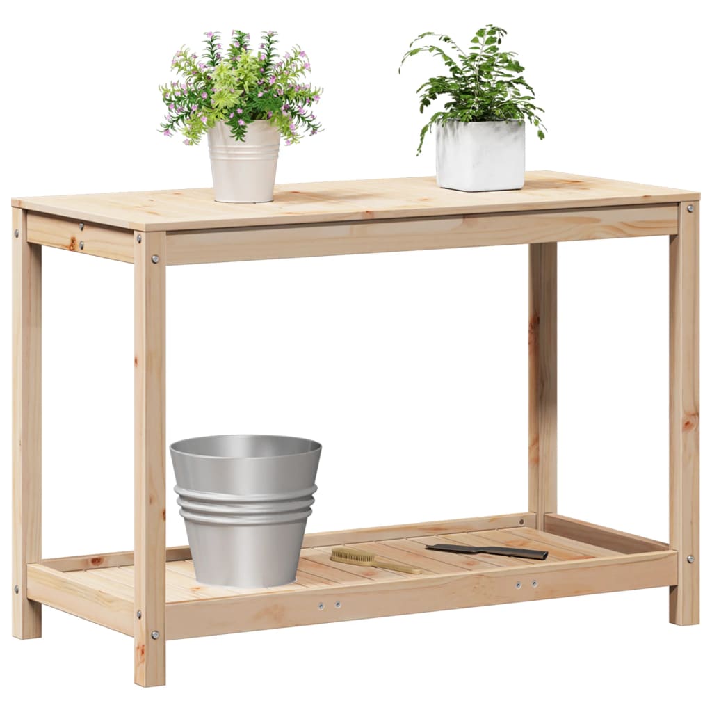 vidaXL Mesa de Plantación con Estante Banco de Trabajo Color Pino natural,  Blanco,  Marrón cera y mas