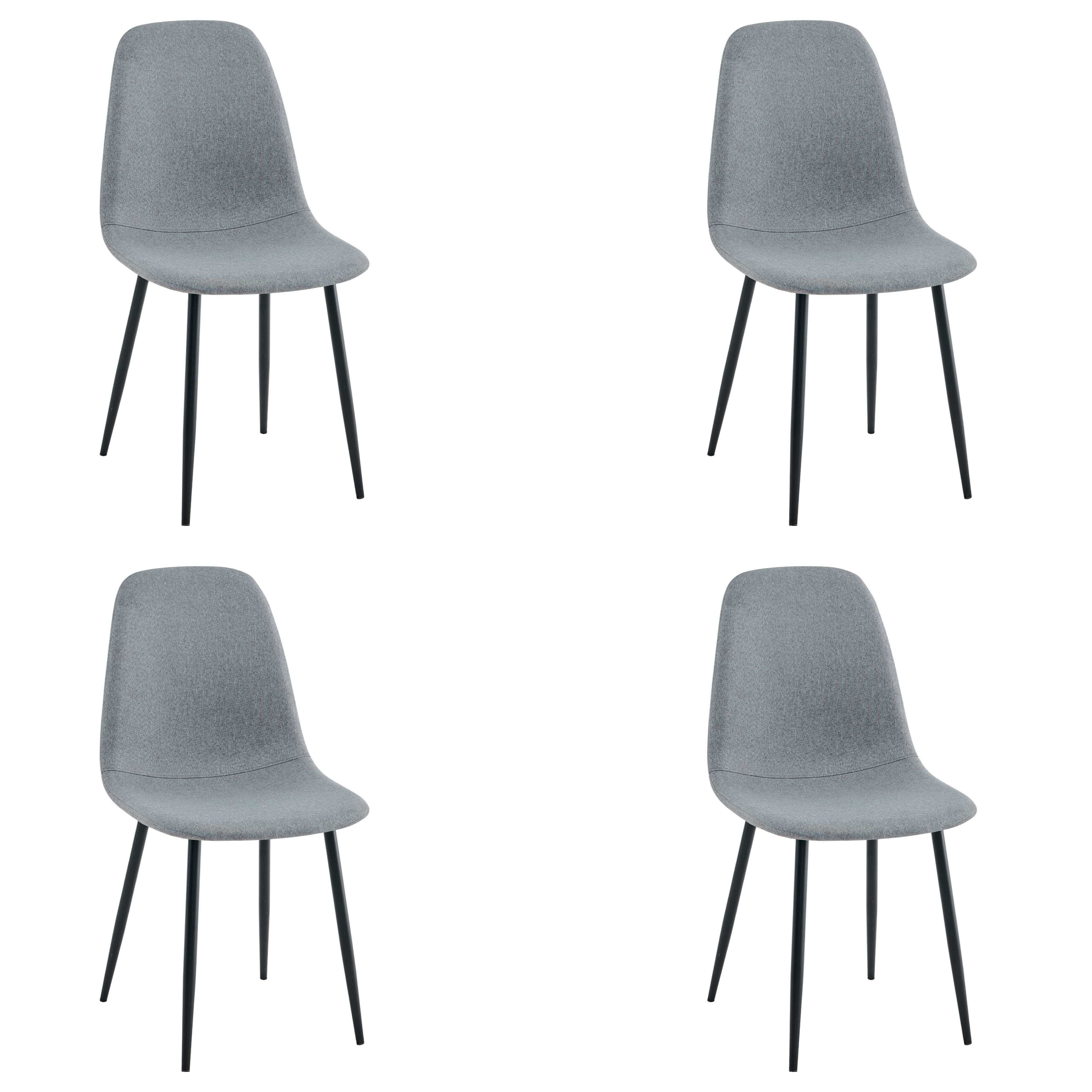 Miroytengo Pack Sillas Comedor, Juego Sillas Cocina Lisa Gris Tapizadas con Patas Metal Negro