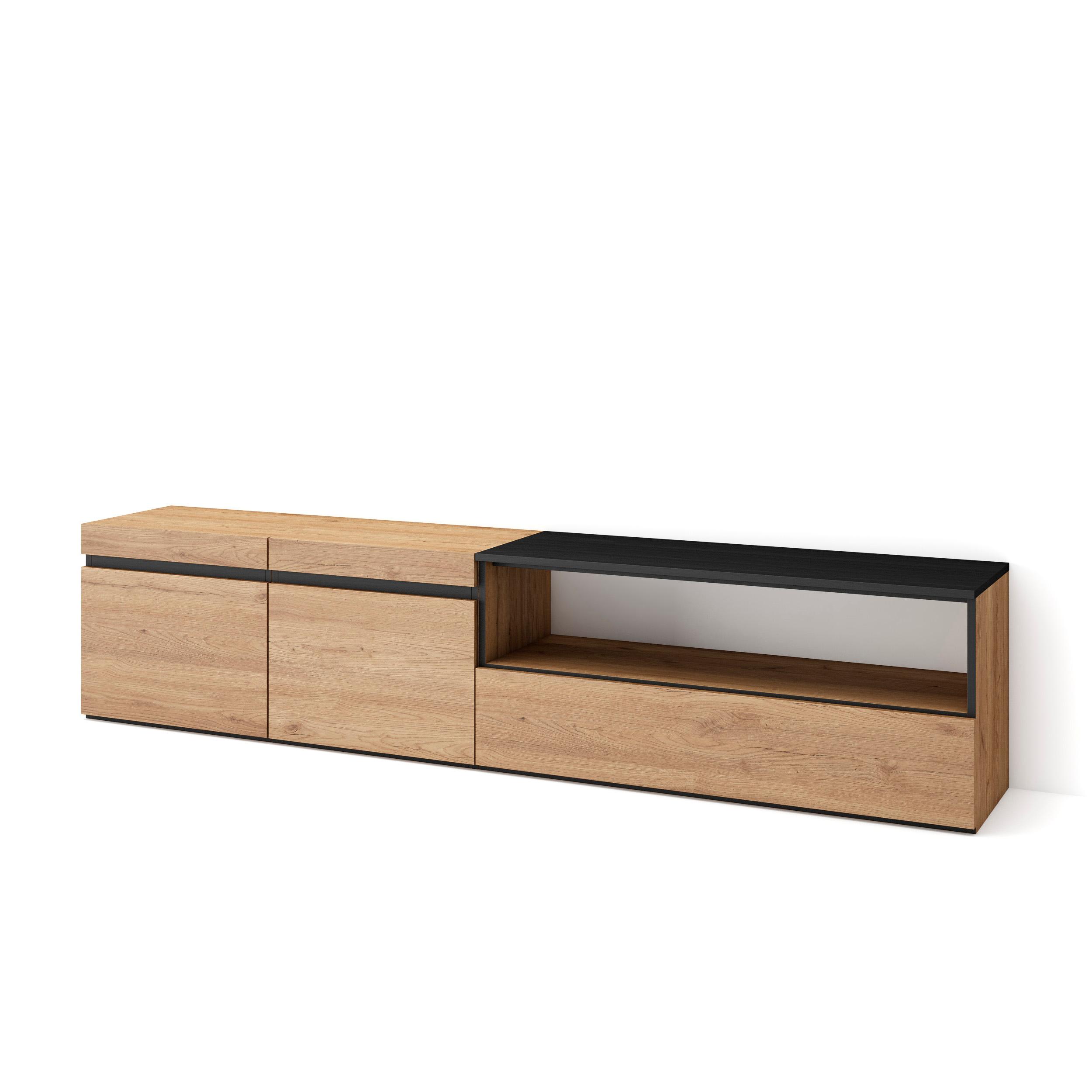 Skraut Home, Mueble de Televisión en melamina de alta calidad, 203x35x45cm, Ideal para Dispositivos Electrónicos