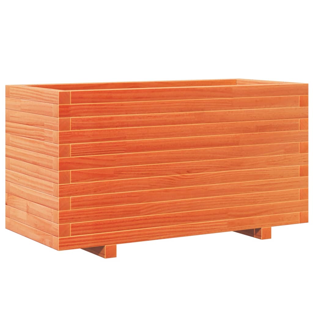 vidaXL Jardinera madera maciza de pino marrón cera 90x40x49,5 cm