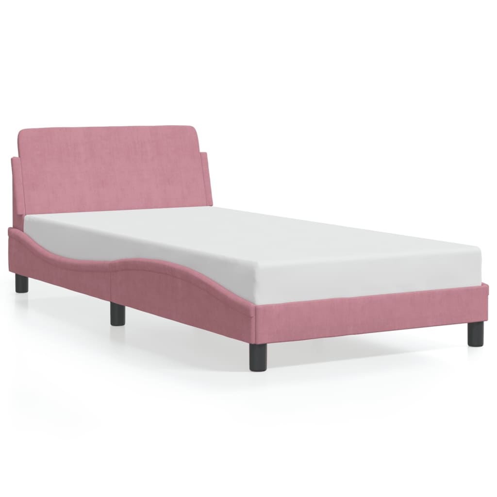 vidaXL Estructura de cama con cabecero Dover terciopelo rosa 100x200 cm