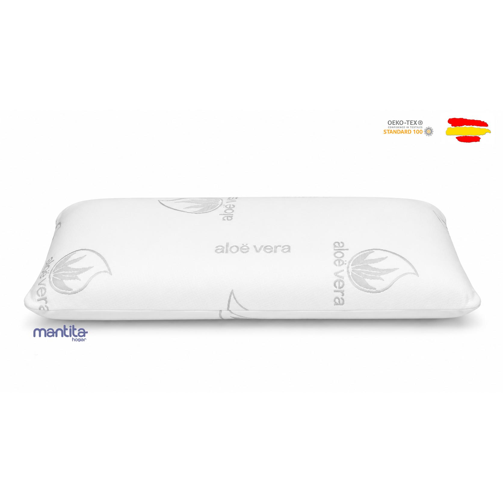 Almohada 70cm Núcleo100% viscoelástico NO COPOS  , – Funda Aloe Vera, Desenfundable y Lavable, Anti Bacterias, Alivio de Presión Cervical,