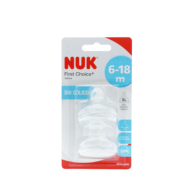 NUK FC+ FLOW CONTROL TETINA SILICONA 6-18 MESES ORIFICIO XL 2 TETINAS