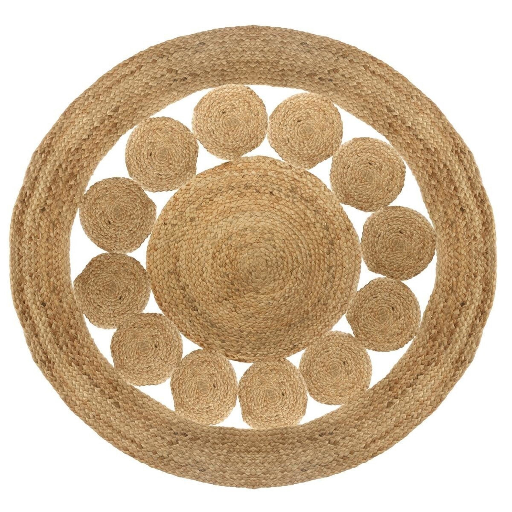 Scalpers Home Alfombra de yute calada D.120 cm x 1 cm - Decoración del hogar