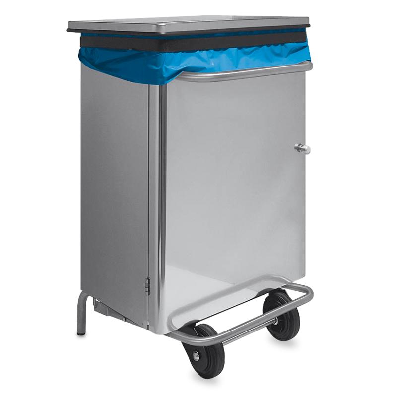 Papelera Inox Ruedas 70L