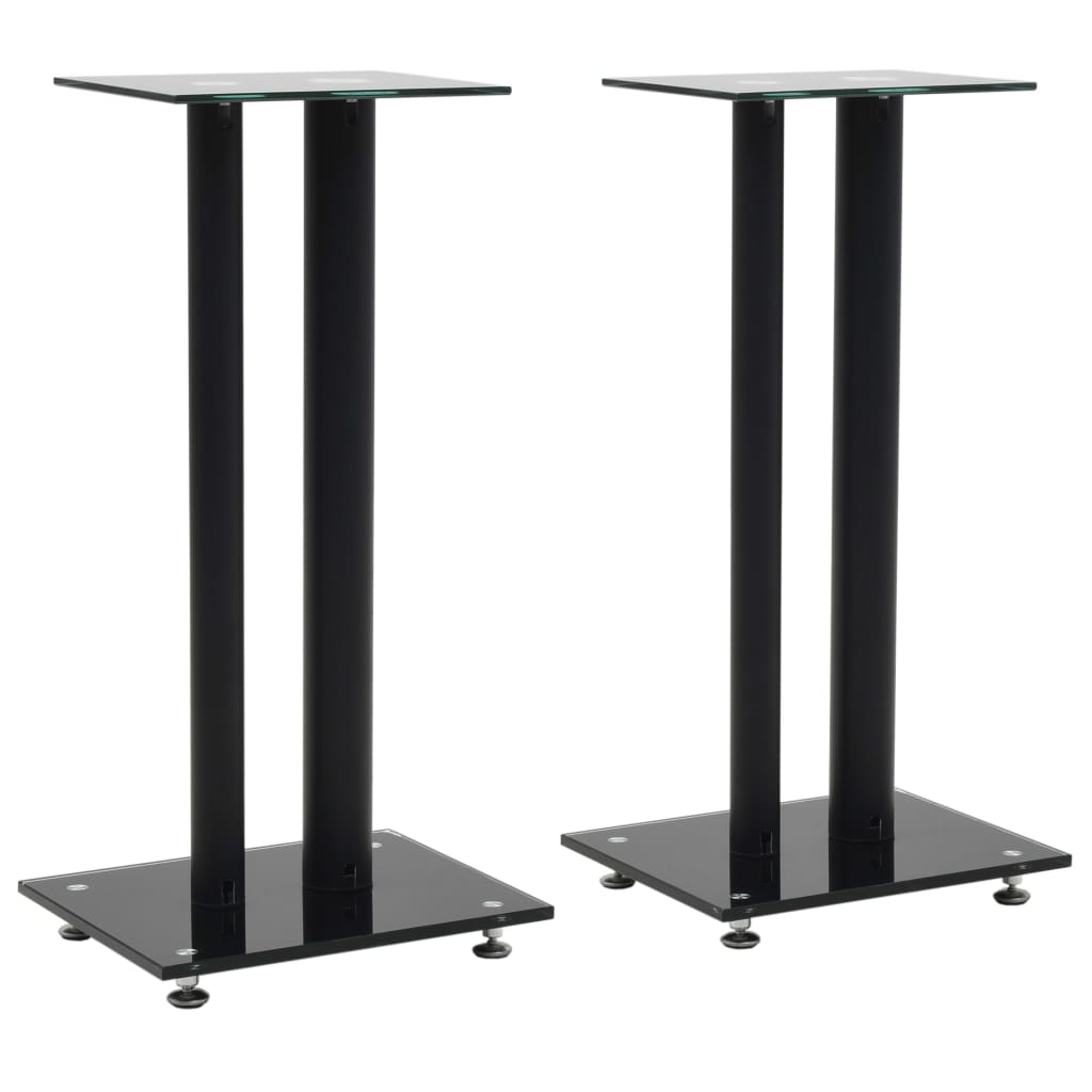 vidaXL 2x Soportes Altavoz Vidrio Templado Pilares Base Mesilla Auxiliar Color Negro,  Plateado, y mas