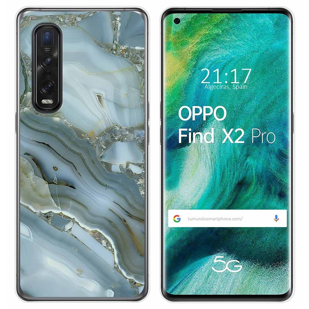 Tumundosmartphone Funda Gel Tpu para Oppo Find X2 Pro diseño Mármol 09 Dibujos