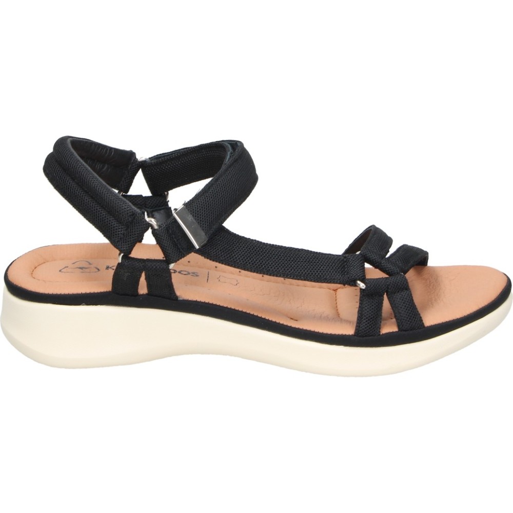 KANGAROOS | Sandalias de Piel Kangaroos para Mujer – Sandalia con Cuña Negra con Cierre de Velcro – Sandalia de Verano Casual – Cuña Baja y Cómoda – Alta Calidad y Versátiles – Modelo K072-1