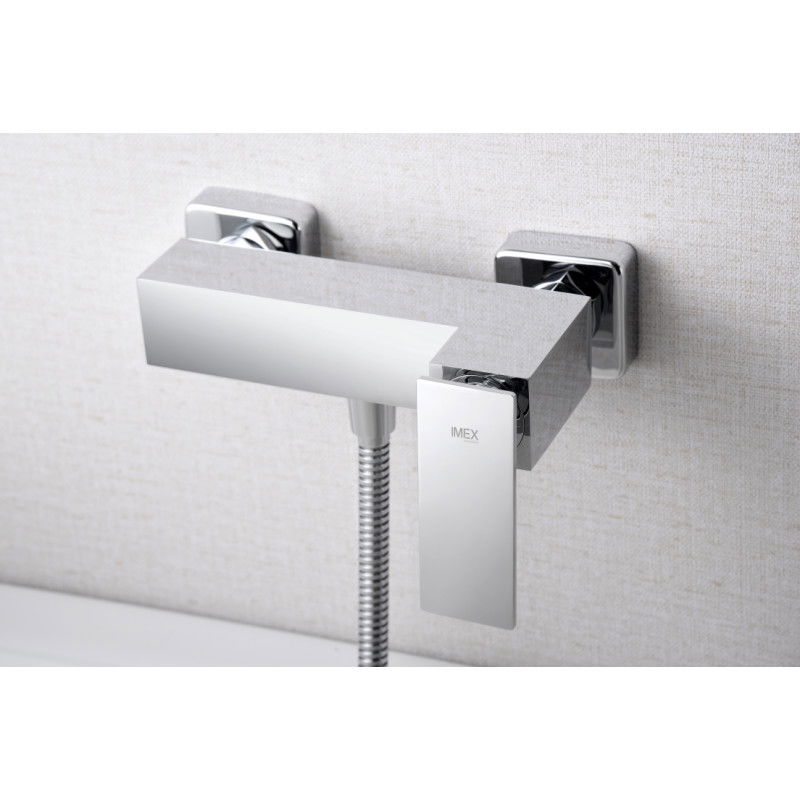 Imex Pisa BDP048-5 grifería monomando de latón cromado con mango y flexo para ducha