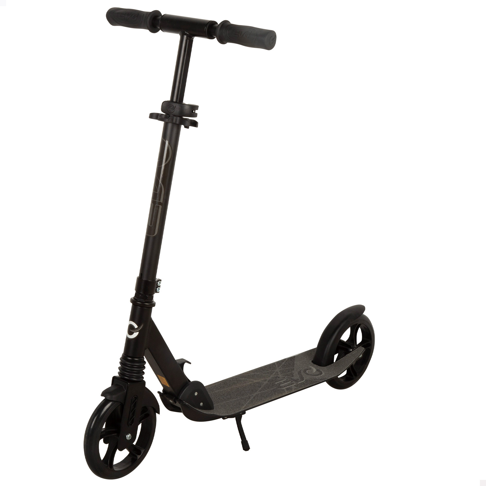 EVO - Patinete 2 ruedas, negro, medidas 86x39x91-96 cm, altura regulable, peso máximo soportado 100 kg, freno trasero, soporte lateral, base y manillar antideslizantes, juguetes niños +8 años, juguetes aire libre, juegos exterior