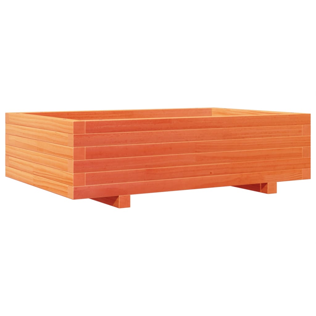 vidaXL Jardinera de madera maciza de pino 90x60x26,5 cm Color Pino natural,  Blanco,  Marrón cera y mas