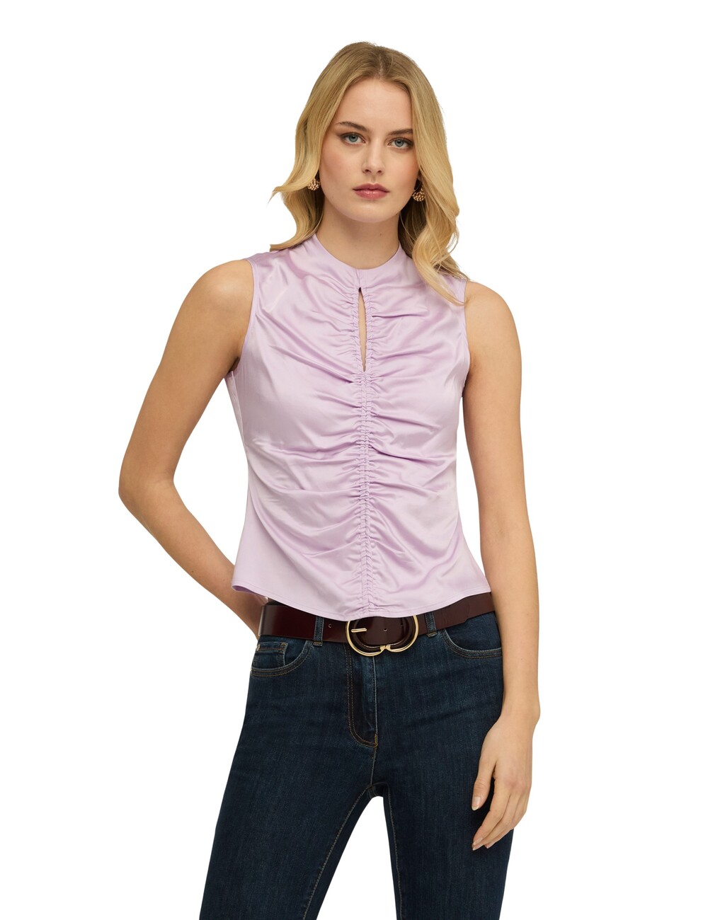 Motivi - Blusa de raso con fruncidos