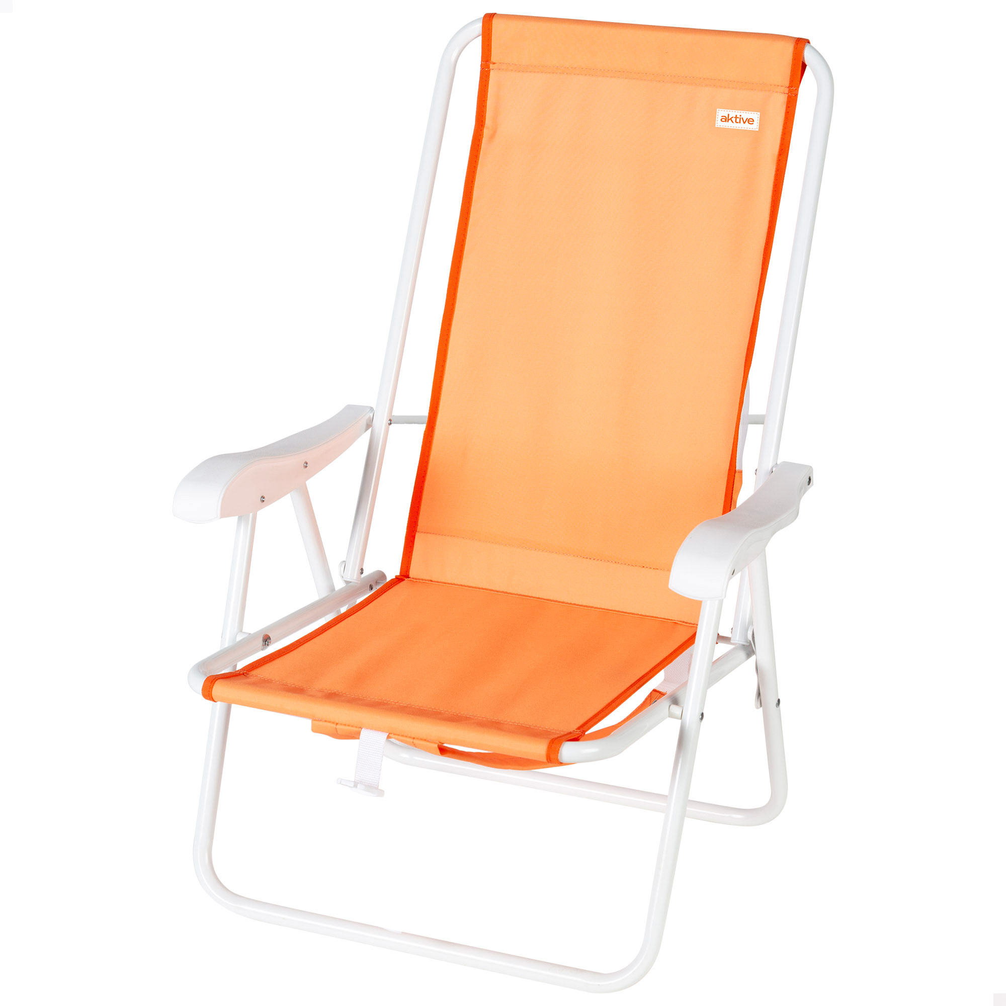 Aktive - Silla de playa plegable azul marino, 44x40x81 cm, diseño tipo mochila, con bolsillo de red, estructura de acero, tejido poliéster, hasta 110 kg