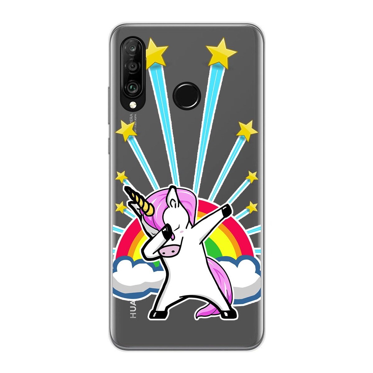 Tumundosmartphone Funda Gel Transparente Huawei P30 Lite Unicornio Dibujos