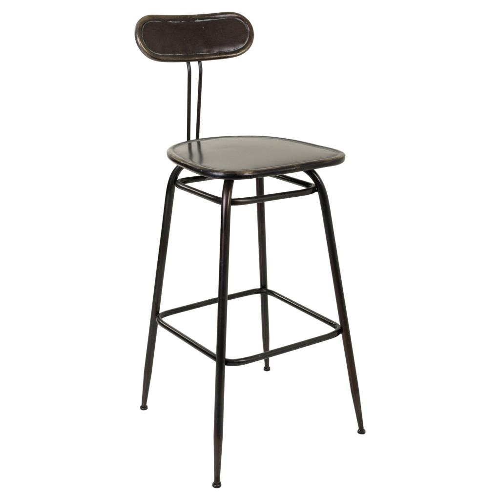 WANDERLUST DECO Taburete de metal marrón 45x36x106h cm de estilo Industrial
