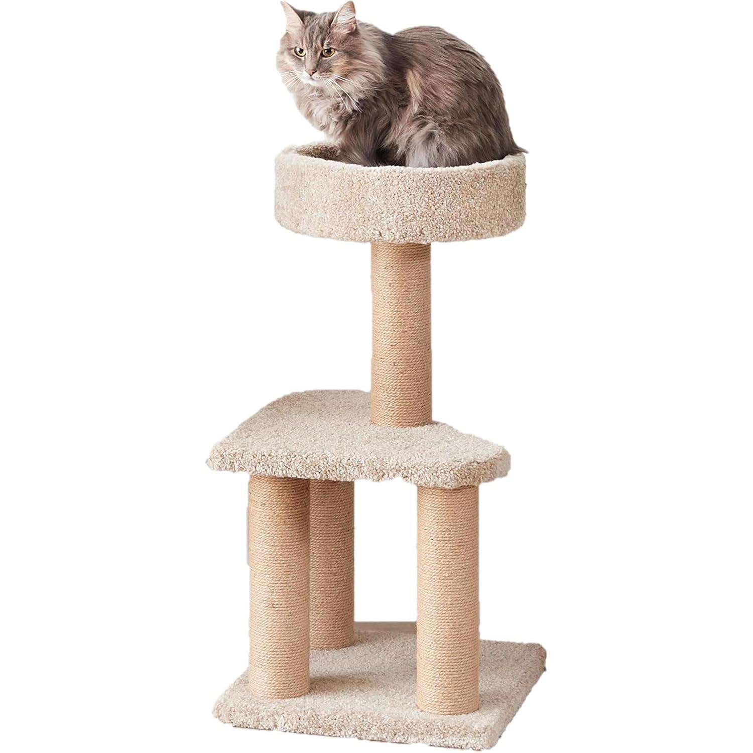 Árbol rascador para Gatos Mediano con Postes de Yute, Plataformas Graduadas y Base Cuadrada Estable