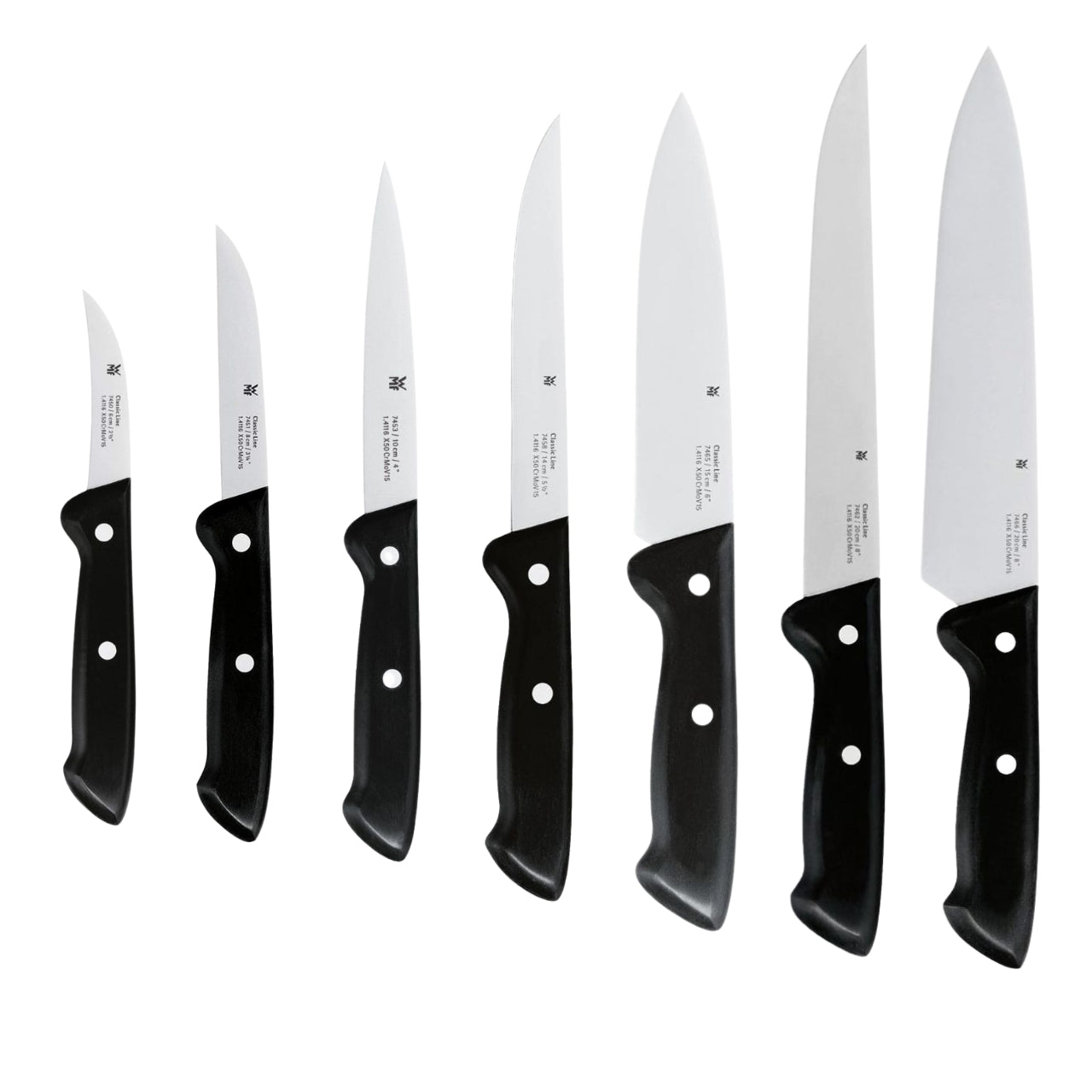 Cuchillos Profesionales Classic Line WMF - Set de 7 Unidades con Corte Preciso, Acero Inoxidable de Alta Durabilidad y Diseño Ergonómico