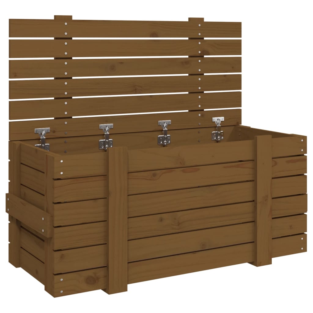 vidaXL Caja almacenaje 91x40,5x42 cm Color Marrón miel,  Natural,  Blanco y mas