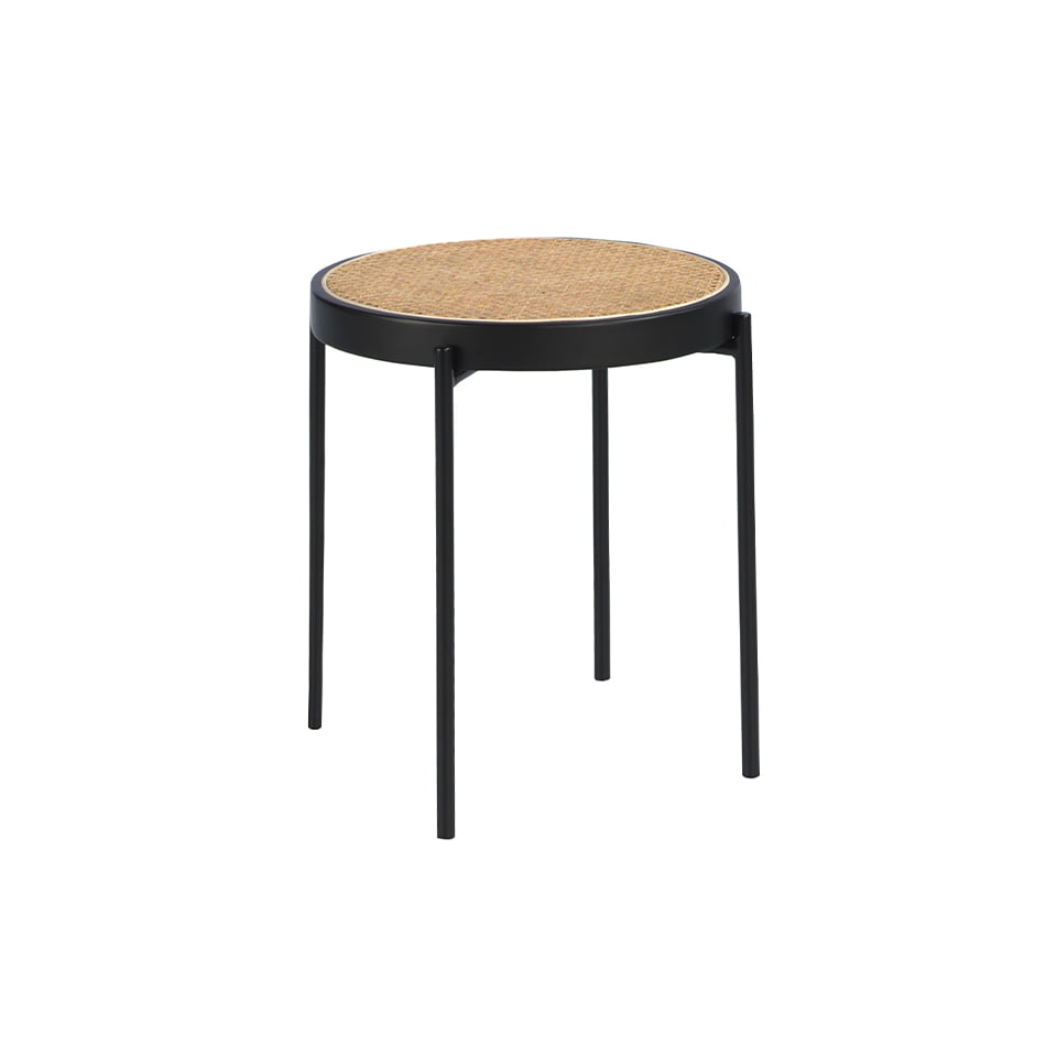 ANGEL CERDÁ 2109C Mesa rincón redonda rattan , Negro , Rattan , Ø52 x 52 cm.