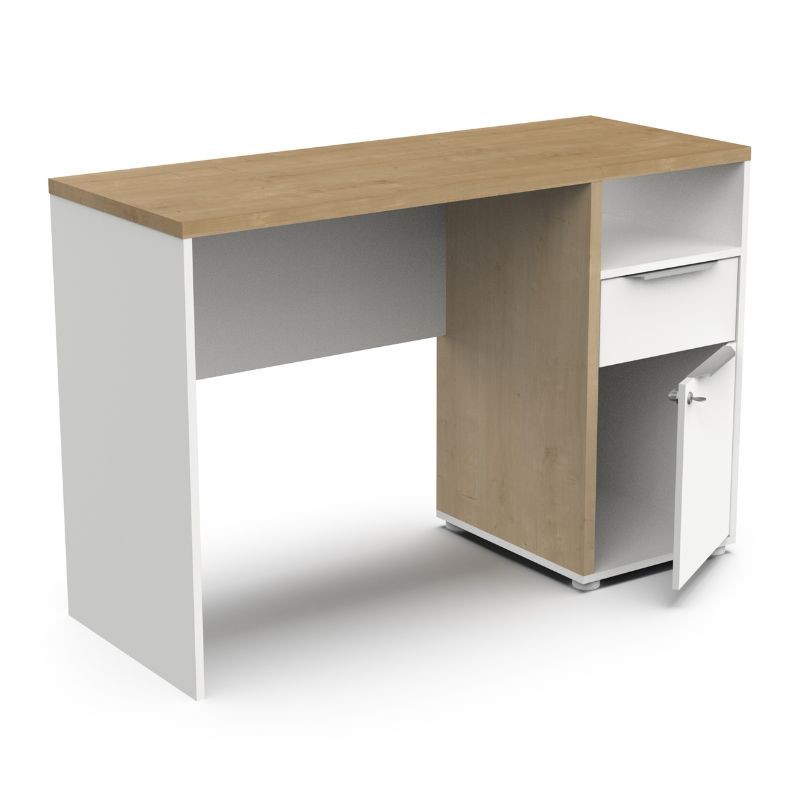 Miroytengo Muebles de Oficina Escritorio con Estantería Acces En Roble Hamilton y Blanco Mate