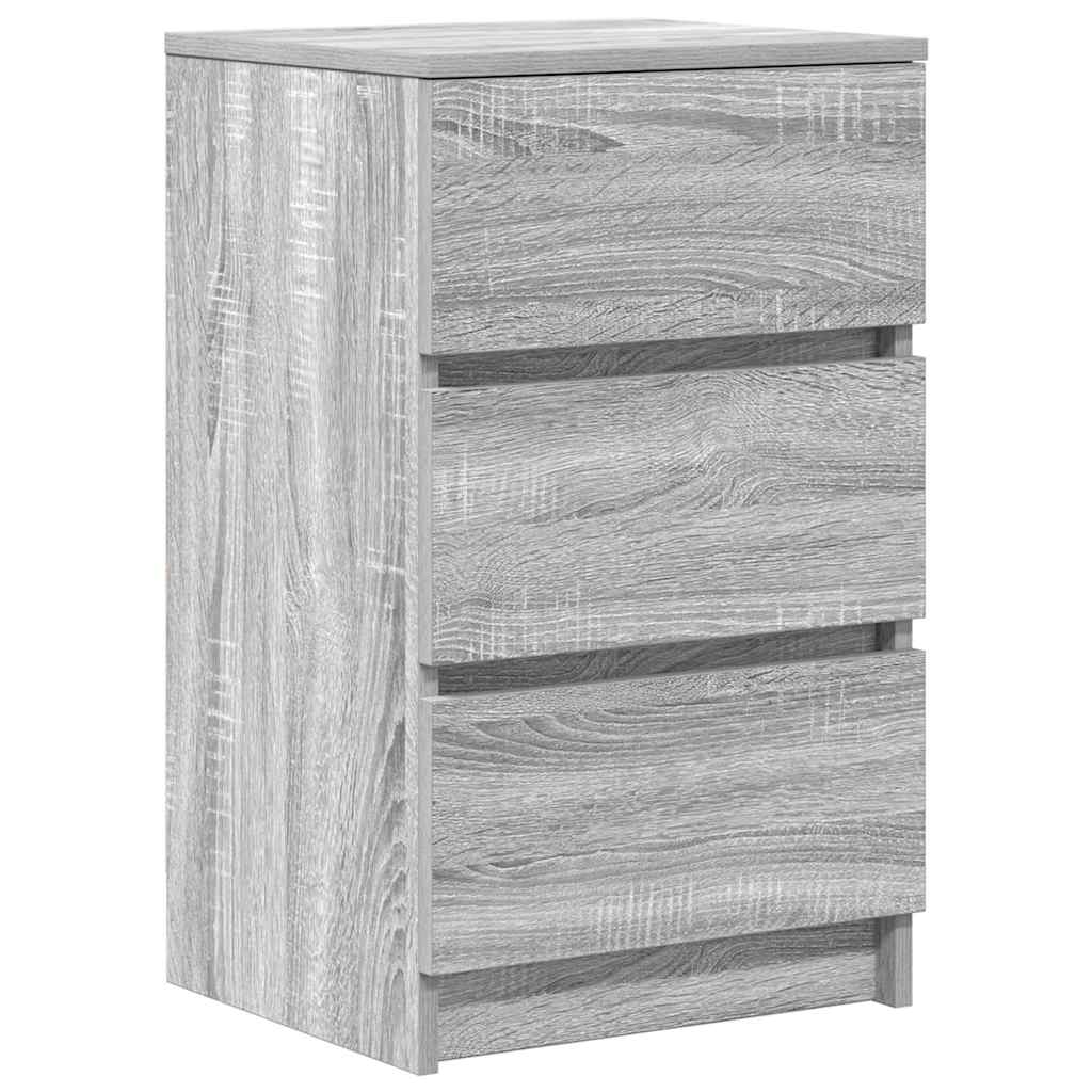 vidaXL Mesilla de noche con 3 cajones gris Sonoma 39x35x65 cm