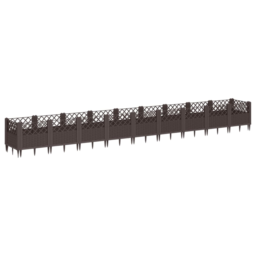 vidaXL Jardinera con clavijas PP 363,5x43,5x43,5 cm Color Marrón,  Negro,  Gris claro y mas