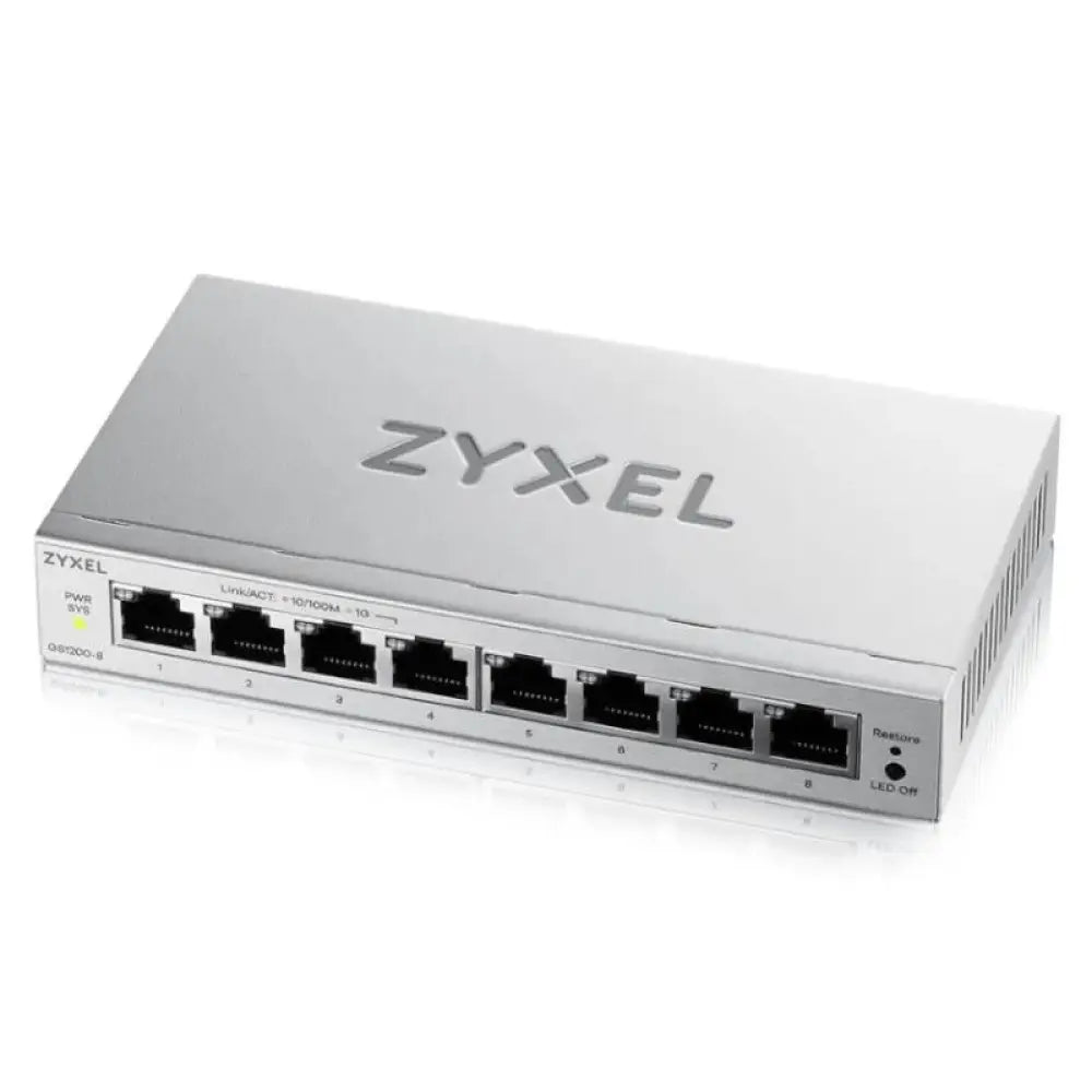 Switch de red Zyxel GS1200-8V3 8 puertos Gigabit Web Managed sin ventilador