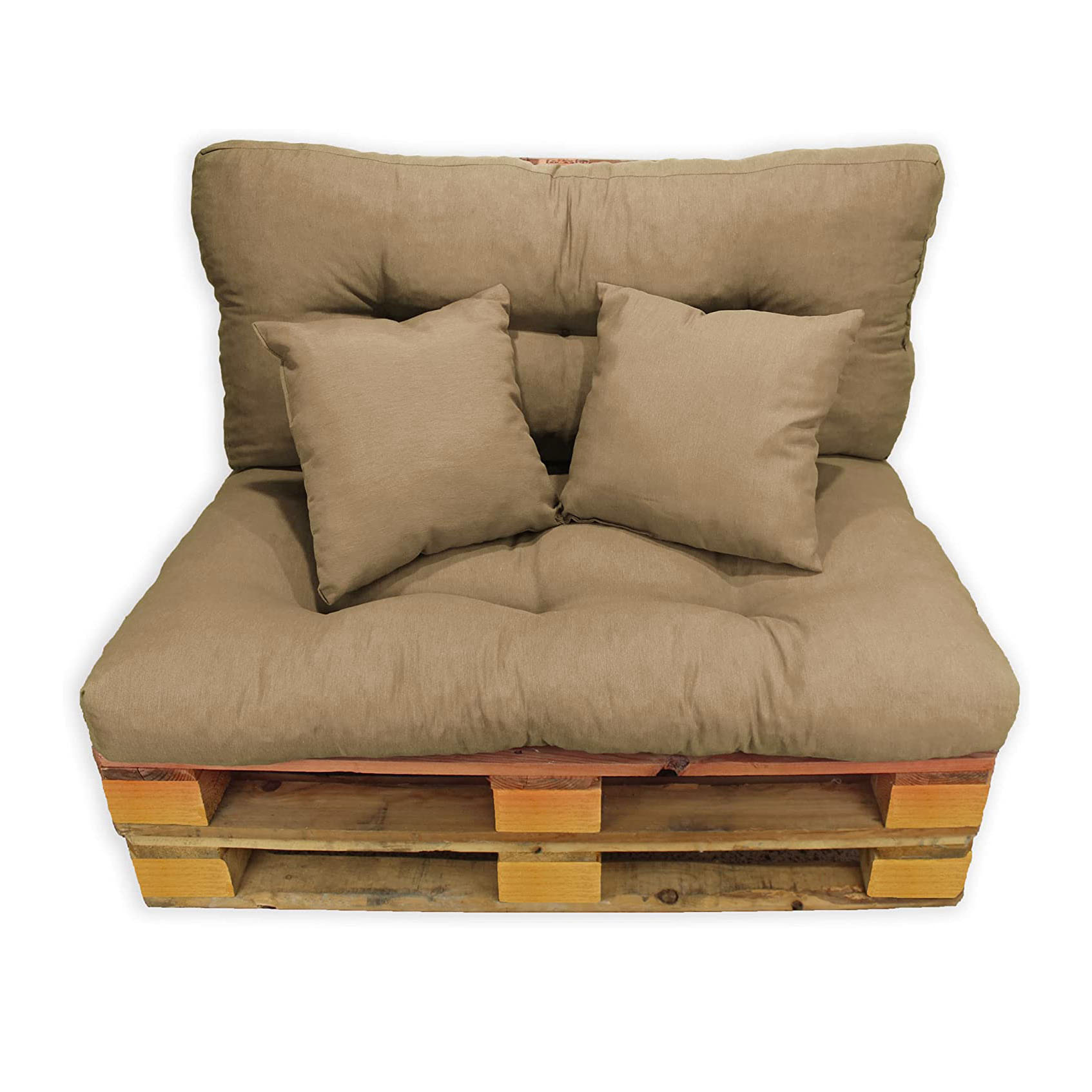 Acomoda Textil - Cojines Sofá Palets. Conjunto 4 Piezas para Palet, Asiento 120x80 cm + Respaldo + 2 Cojines. Cómodo y Elegante para Interior y Exterior. NO INCLUYE PALETS.
