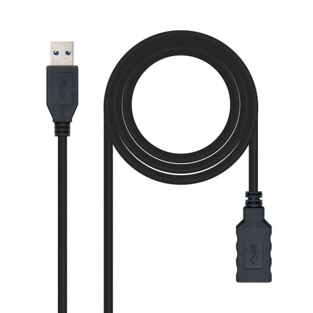 Cable USB 3.0 Alargador Macho/Hembra 1m Negro