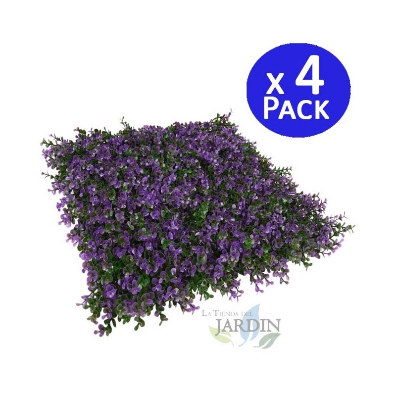 SUINGA Pack 4 Jardin Vertical Lavanda 50x50 cm | Planta Artificial | Decoración Pared Interior Exterior | Jardines Verticales