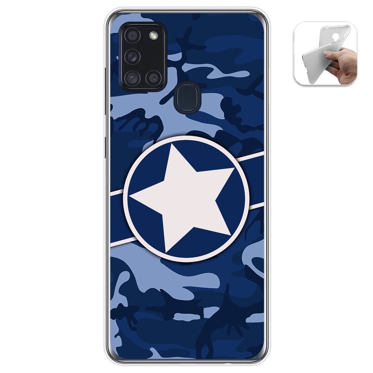 Tumundosmartphone Funda Gel Tpu para Samsung Galaxy A21s diseño Camuflaje 03 Dibujos