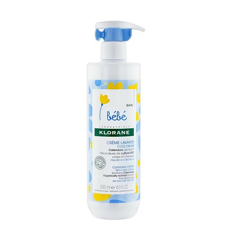 Klorane Crema Lavante Cold Cream para Bebés Delicados, Cuidado Completo para Cuerpo y Cabello