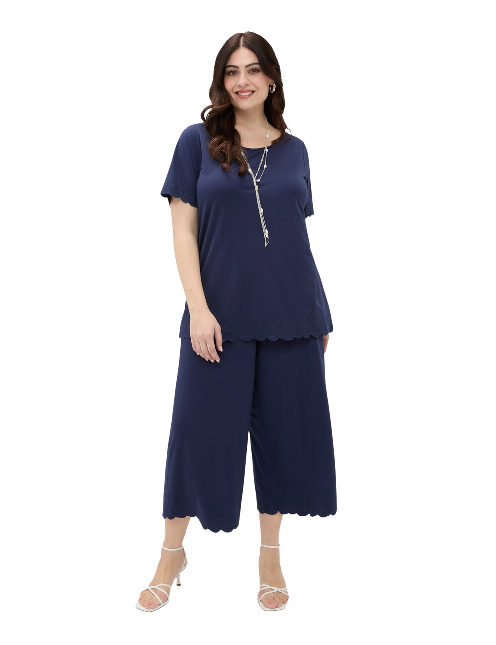 Fiorella Rubino - Pantalones cropped con dobladillo bordado