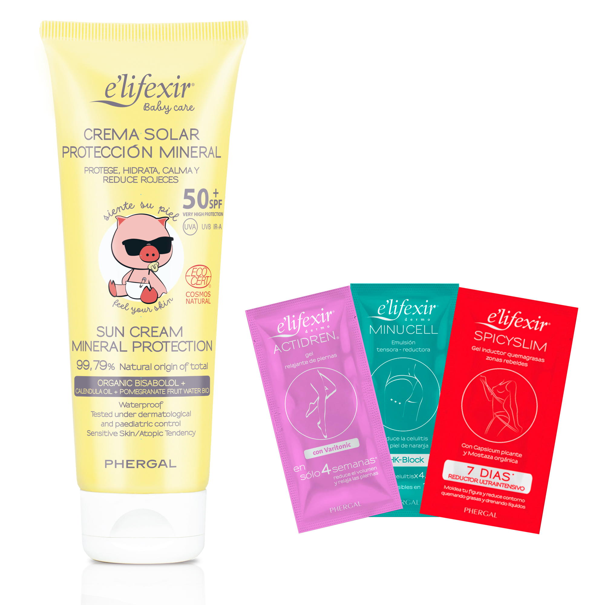 Elifexir ECO Baby Care Crema Solar Mineral Niños y Bebés + Muestras | Protector solar UVA, UVB e IR-A SPF 50+ | Filtros 100% Minerales | 99% Ingredientes Naturales | Resistente al agua | Hipoalergénica, 100 ml