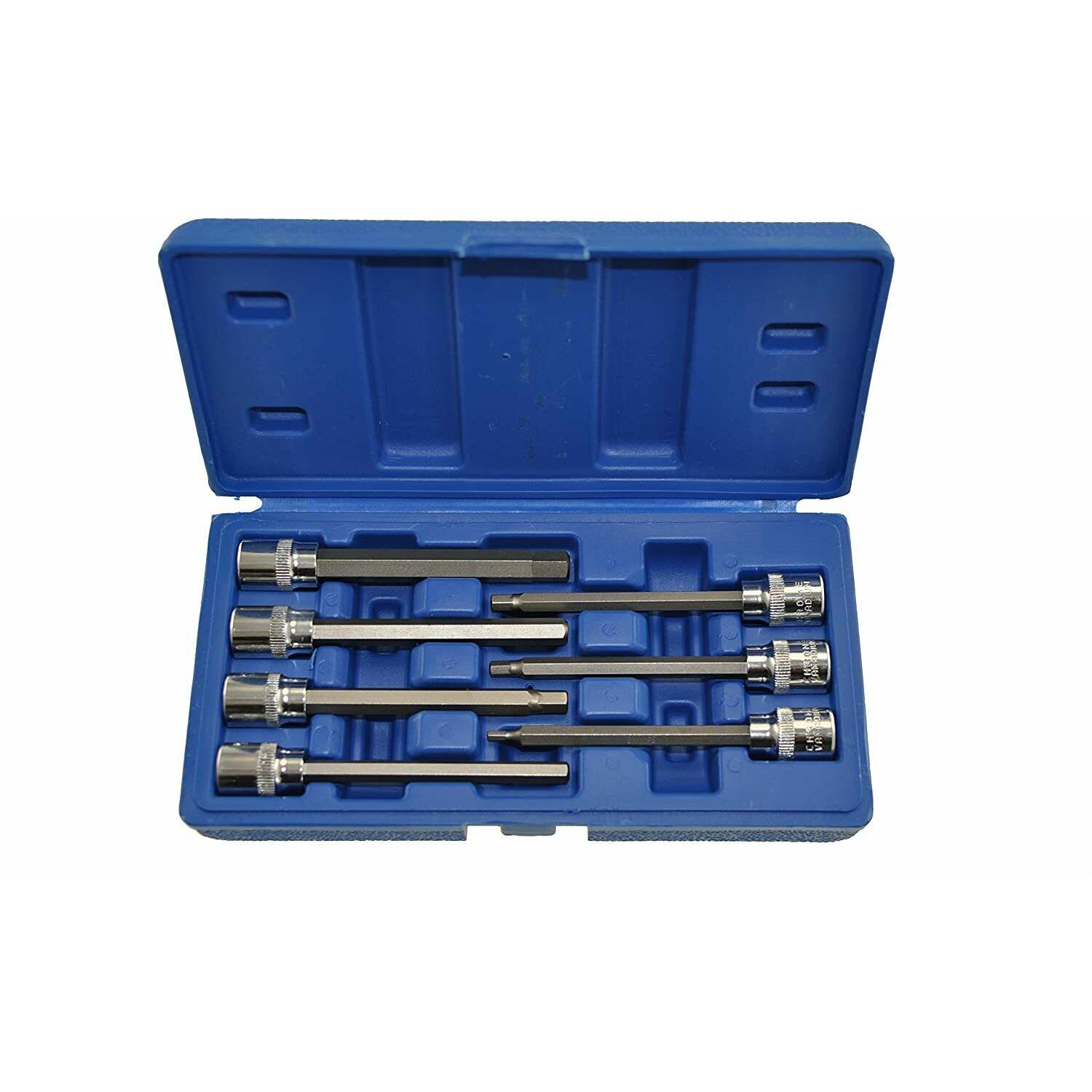 JUEGO 7 VASOS ALLEN LARGOS PARA CARRACA 3/8" 3 A 10 MM FABRICADO CR-V