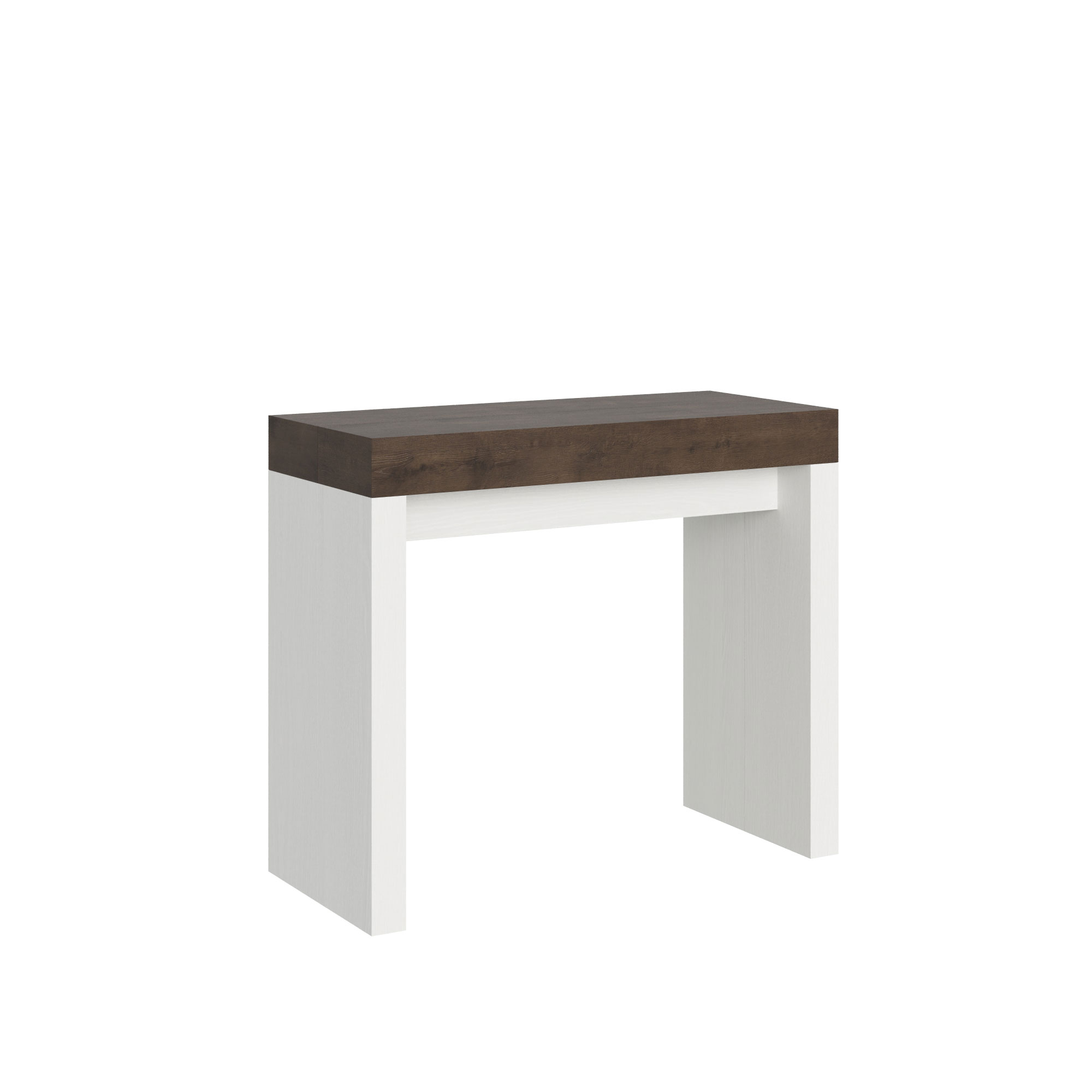 Consola extensible 90x40/196 cm Roxell Mix Small Tapa nogal - Estructura fresno blanco - Itamoby