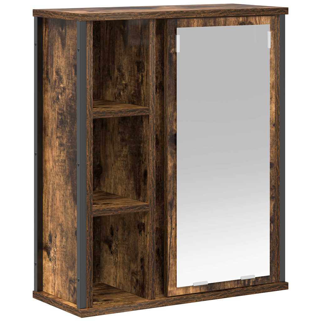 vidaXL Mueble de baño de pared con espejo roble ahumado 50x21x60 cm
