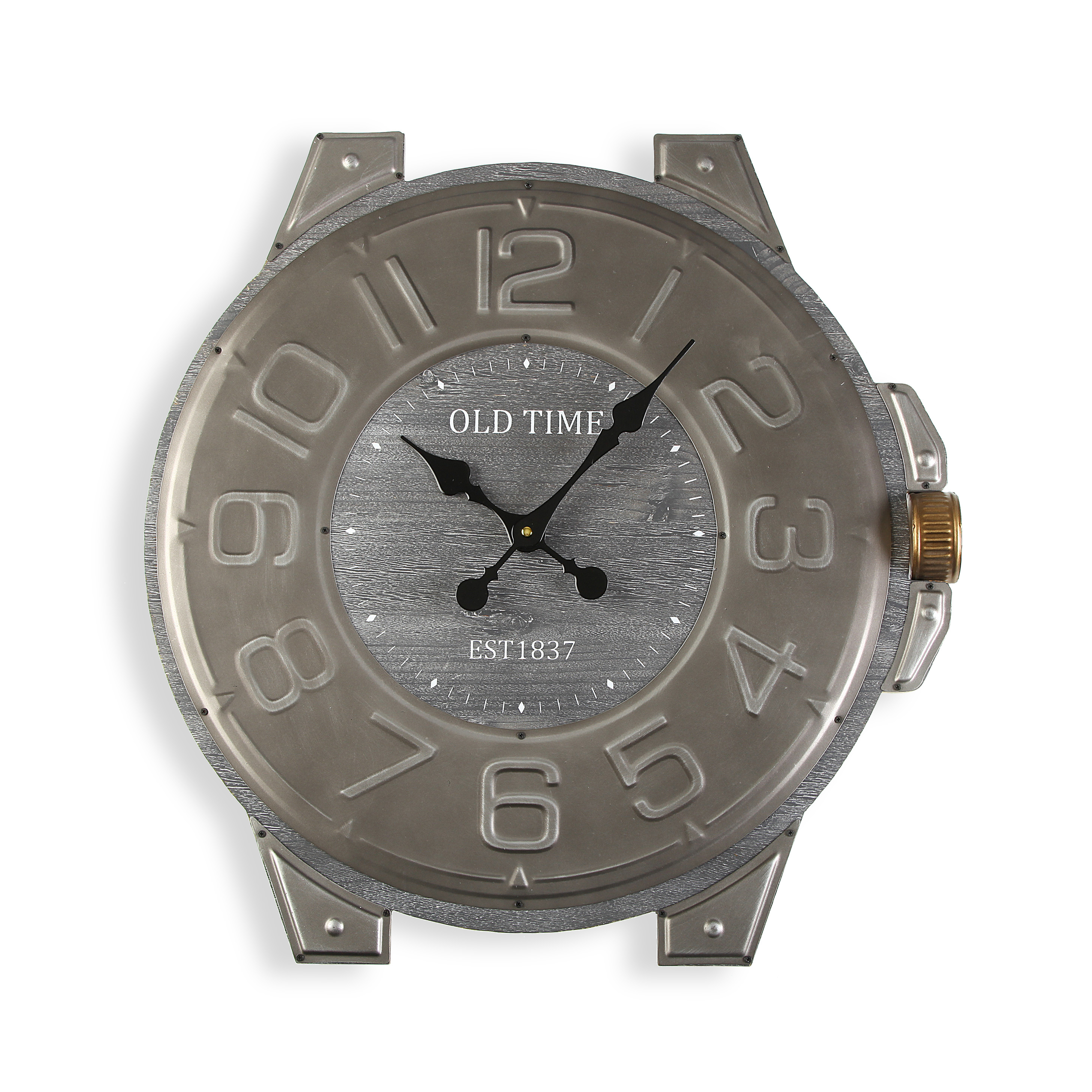 Versa Cooladdi Reloj de Pared Decorativo para la Cocina, el Salón, el Comedor o la Habitación, , Medidas (Al x L x An) 60 x 4,5 x 58 cm, Madera y Metal, Color Gris