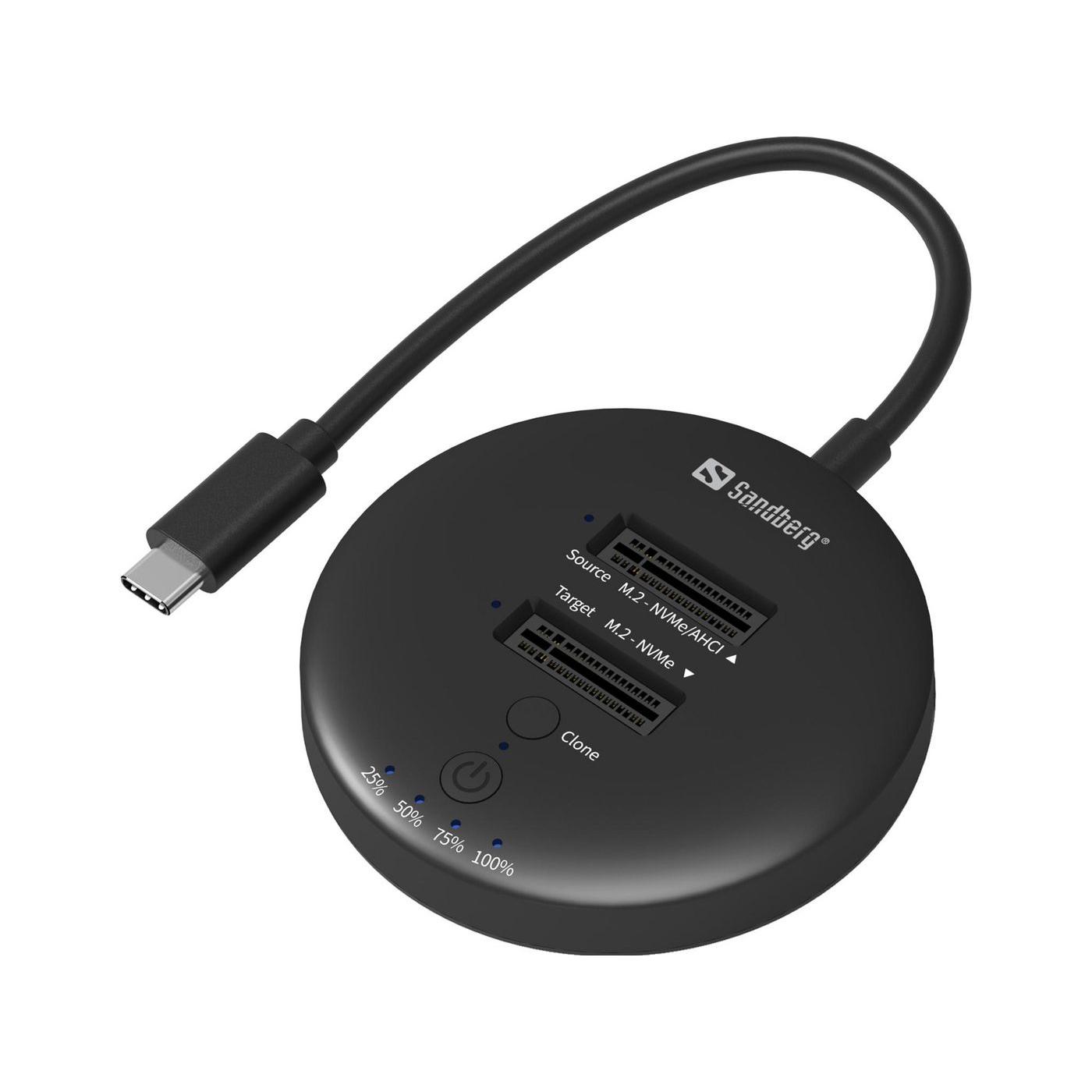 Sandberg 136-72 base de conexión para disco duro USB 3.2 Gen 2 (3.1 Gen 1) Type-C Negro