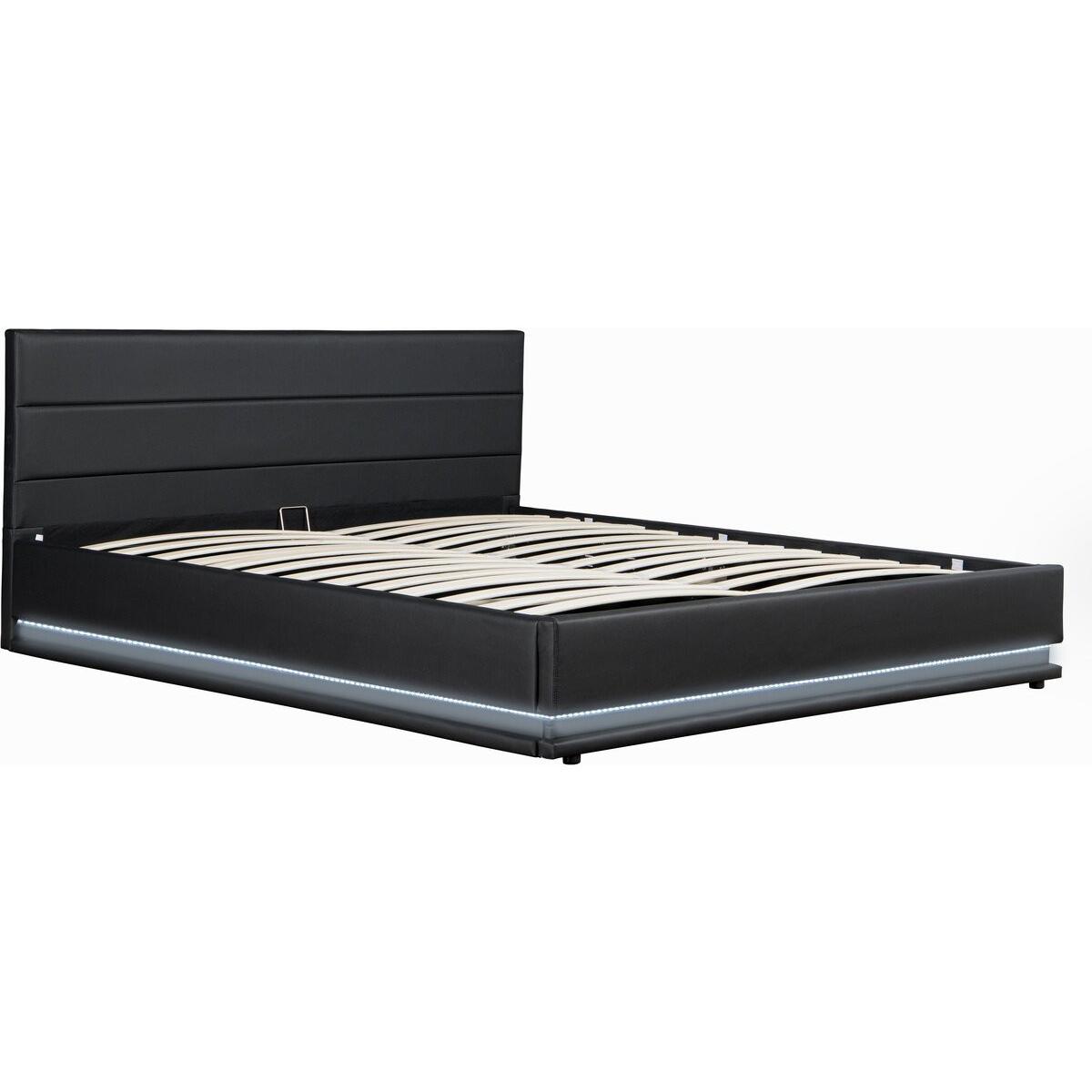Habitat y Jardin - Cama con LED "Anastasia"- 160 x 200 cm - Negro