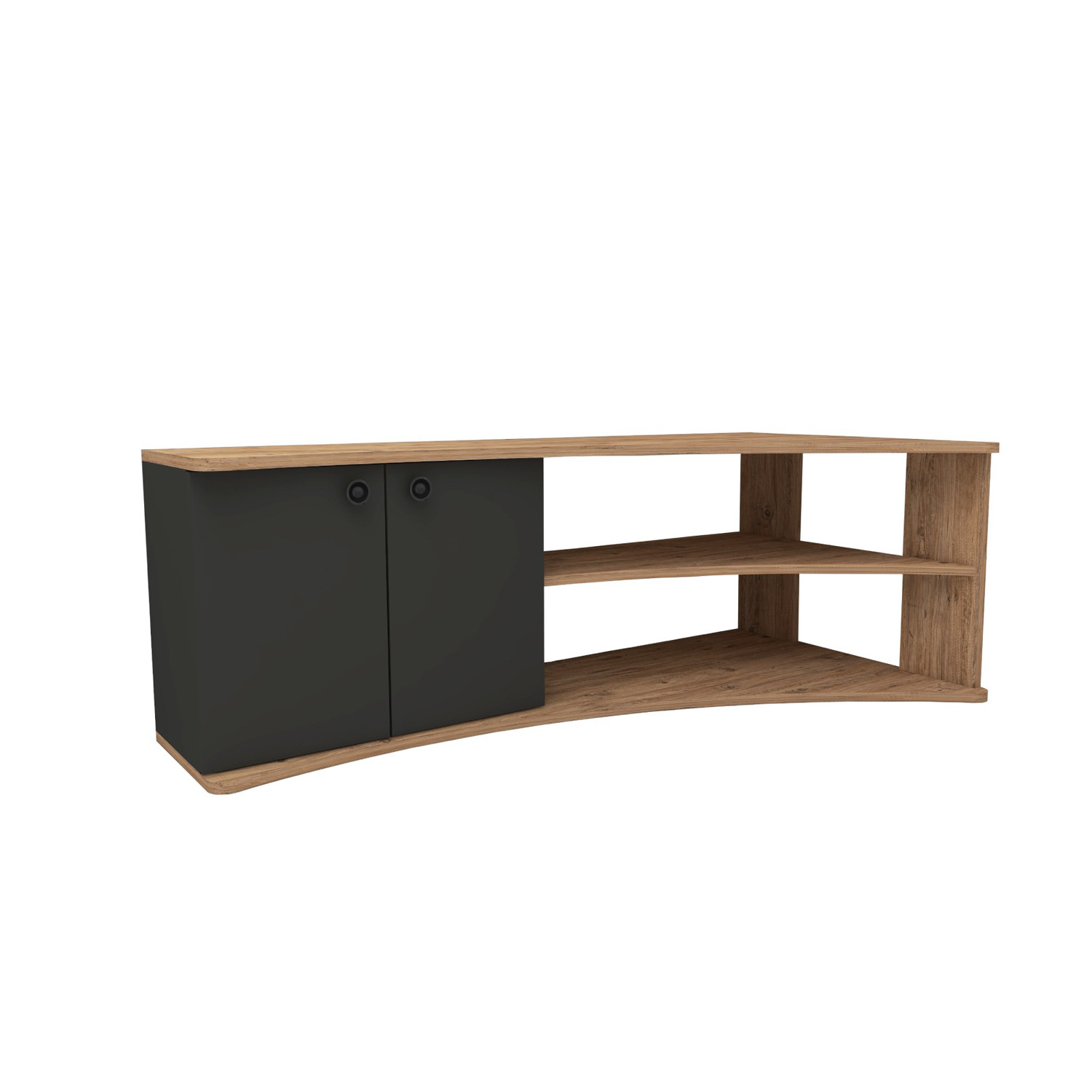 Habitat y Jardin - Mueble TV esquinero de madera "Termera" - 135 x 67 x 48 cm - Marrón