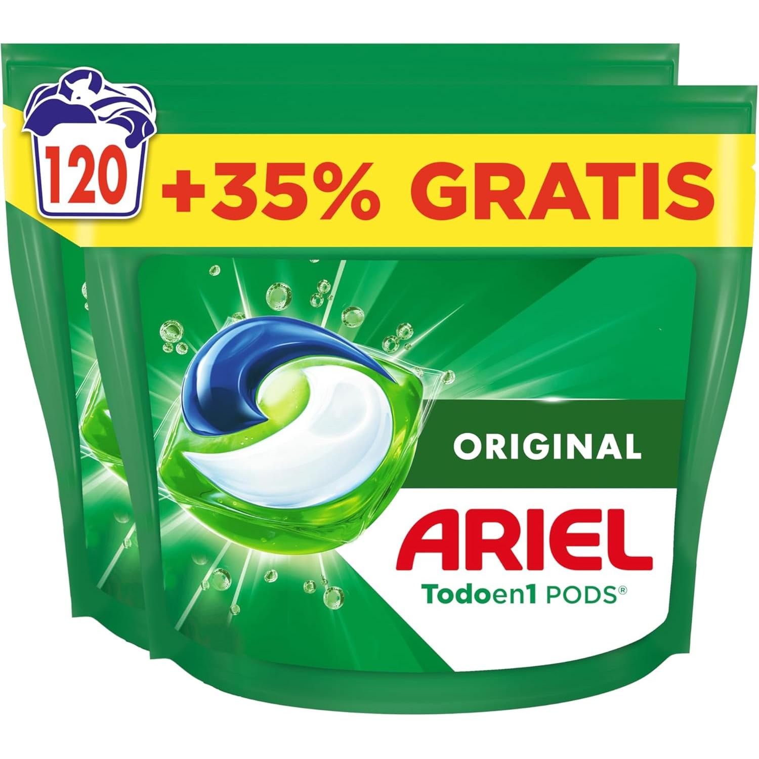 Ariel Original Pods, Detergente Líquido para Lavadora | Pack de 120 Cápsulas, Todo en 1 Pods