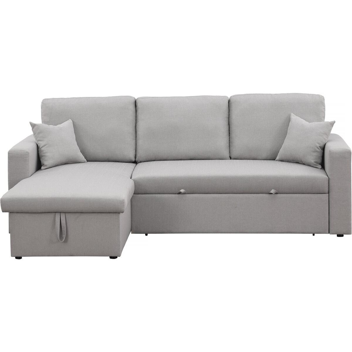 Habitat y Jardin - Sofá rinconera convertible/reversible "Alain" con box - 3 plazas - Gris claro