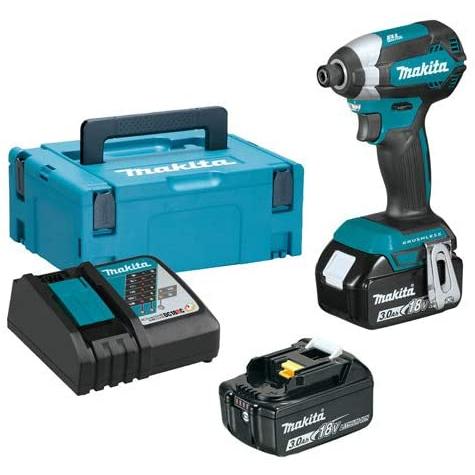 MAKITA Atorn.De 3.0Ah Atornillador de Impacto a batería 18V BL, Verde-Negro, Standard