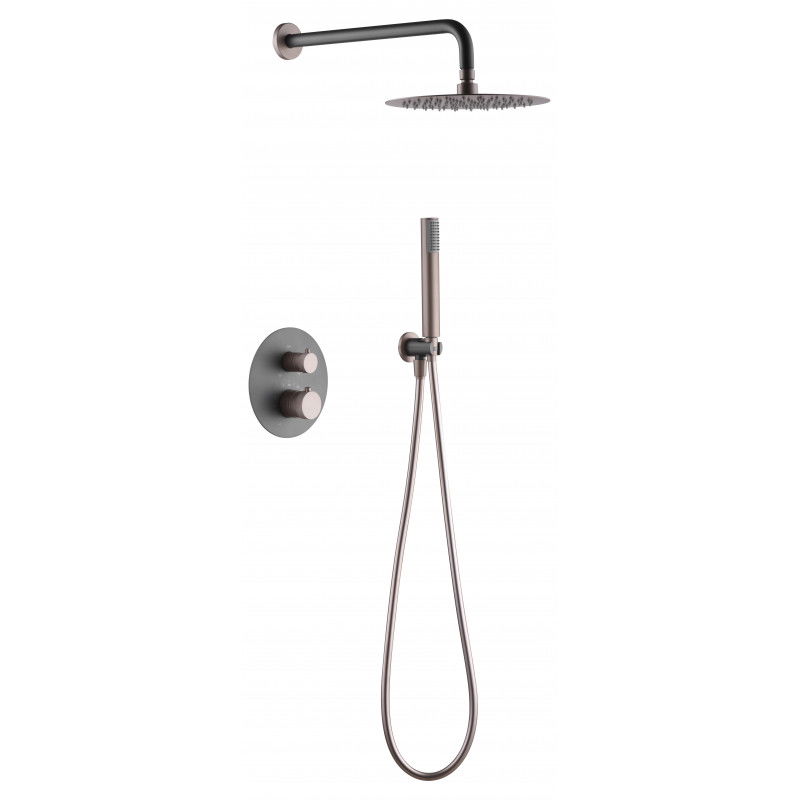 Imex Line GTD038/GC Conjunto de ducha termostática empotrado gris mate y champagne
